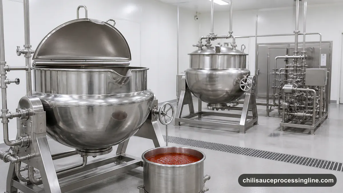 Illustrated chili sauce vessel and balanced line modules arranged around a transparent capacity planning concept